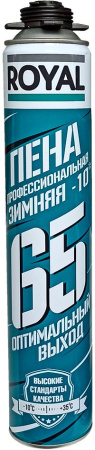 ROYAL Пена монтажная пистолетная 65л, зимняя -18C, 770мл (12)