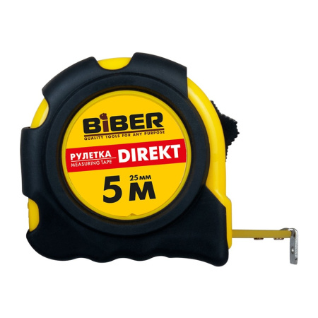 БИБЕР 40104 Рулетка ''DIREKT'' обрезиненный корпус 5м х 25мм (10 100)
